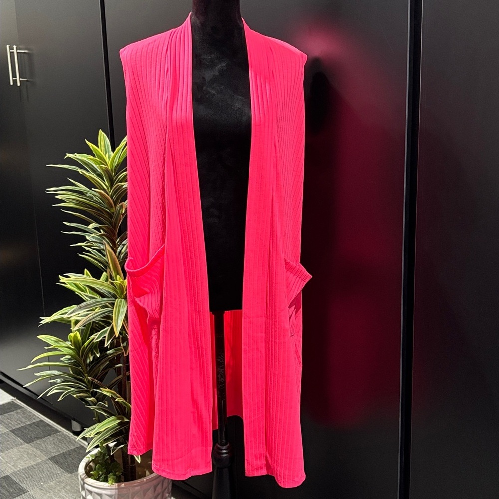 Hybrid & Co.Sleeveless Open Front Drape Cardigan/coverup versatile,front pockets